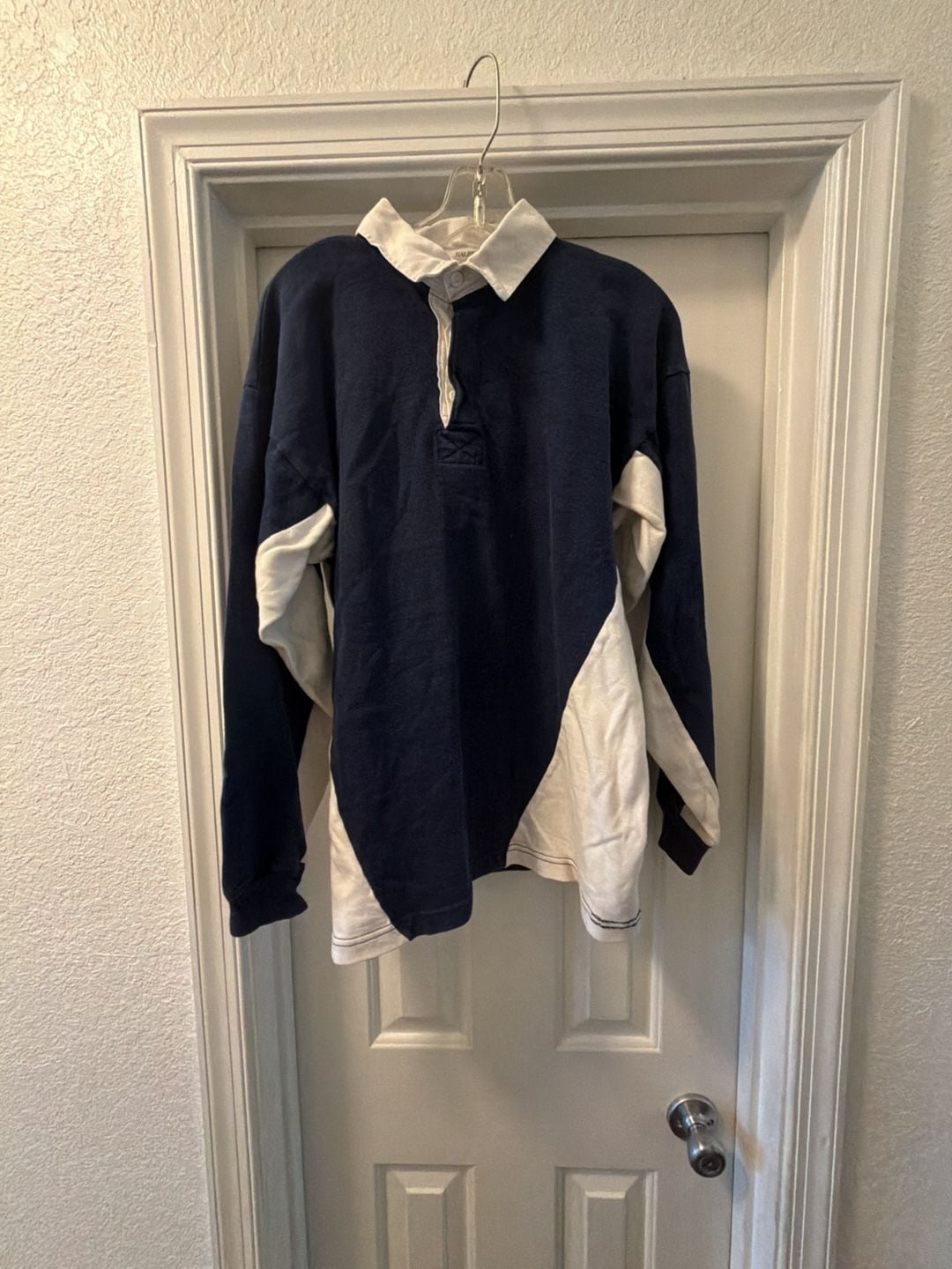 Halbro Rugby Imports Long Sleeve Rugby Shirt Size L Navy White 2