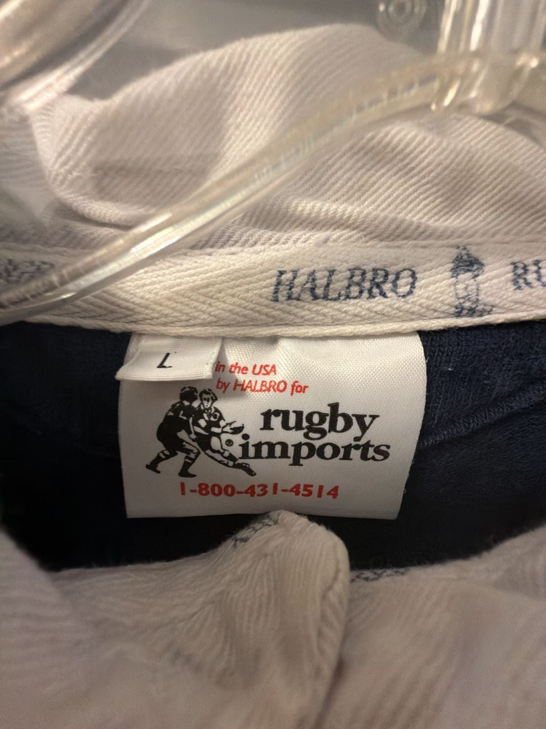 Halbro Rugby Imports Long Sleeve Rugby Shirt Size L Navy White 3