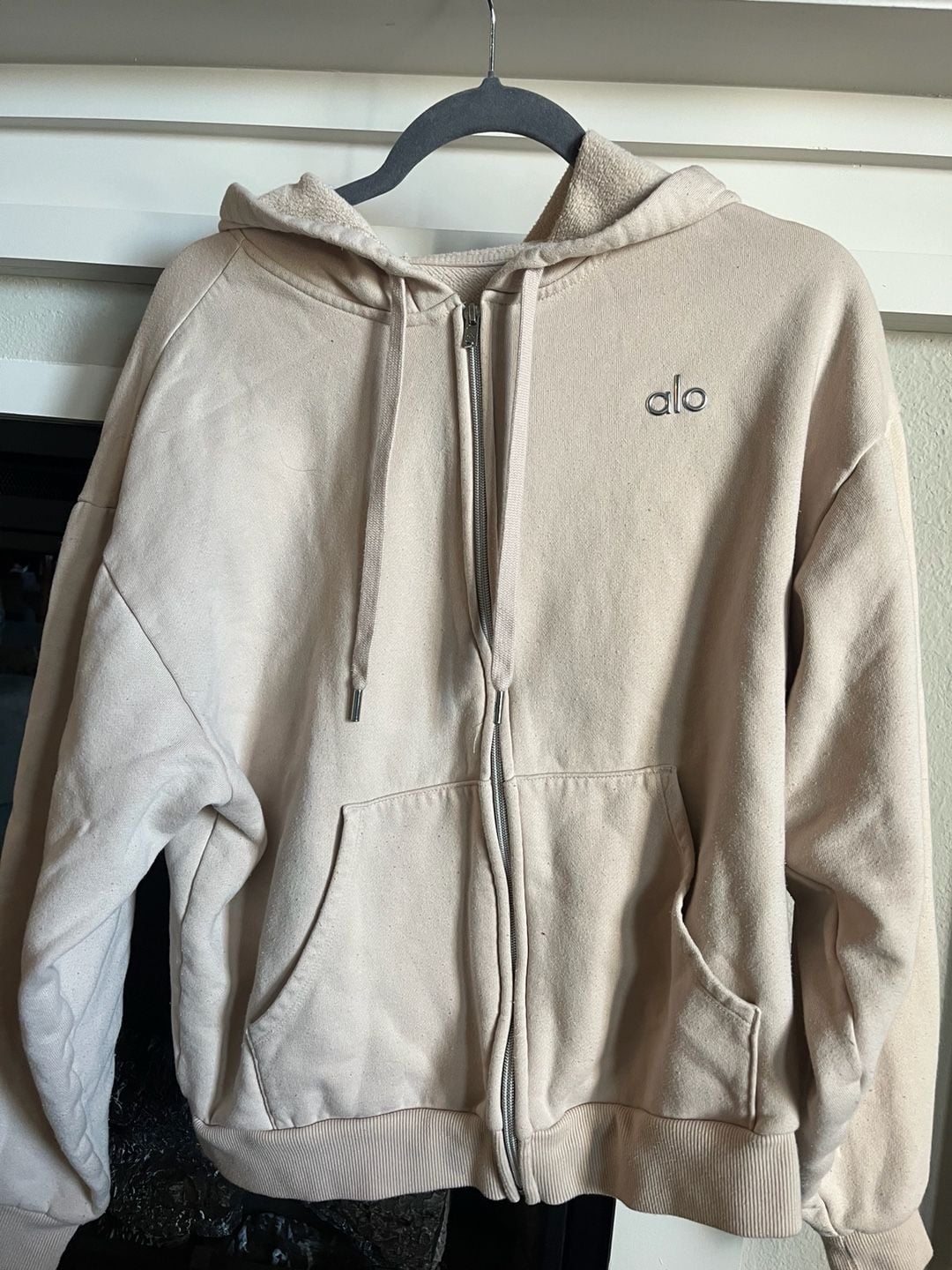 Alo Yoga Accolade Full Zip Hoodie Beige Oversized Sweatshirt 2