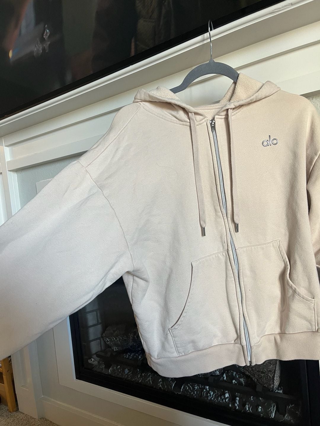 Alo Yoga Accolade Full Zip Hoodie Beige Oversized Sweatshirt 3