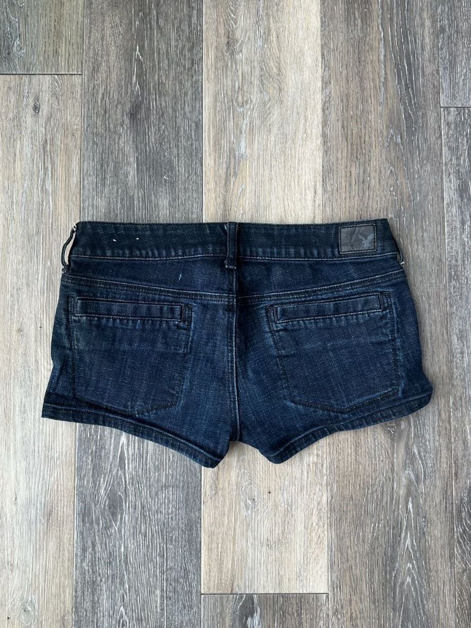 American Eagle Quilted Pocket Denim Low Rise Micro Shorts Mall Goth Size 6 3