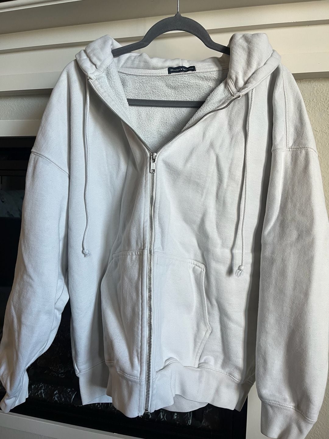 Brandy Melville Christy Hoodie White Zip Up 2