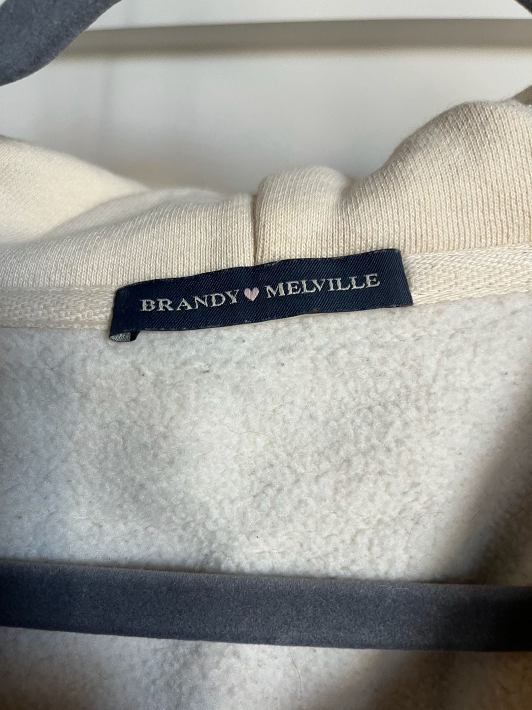 Brandy Melville Christy Colorblock Zip Up Hoodie Cream Brown 3