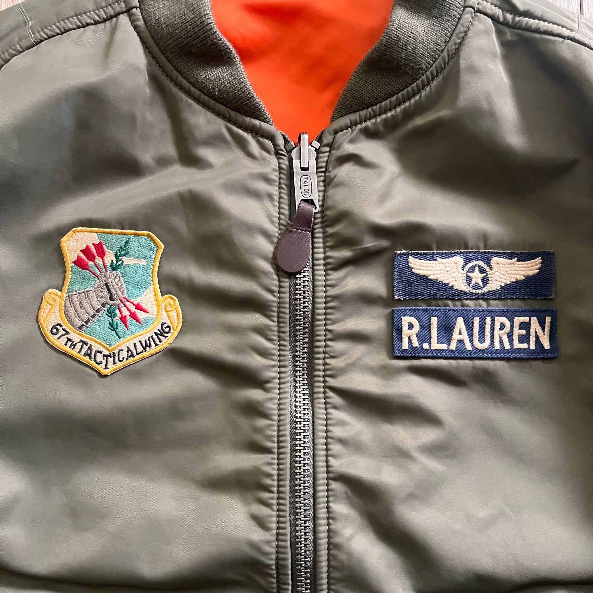 Polo Ralph Lauren MA-1 Flight Jacket Green Military Patches 3