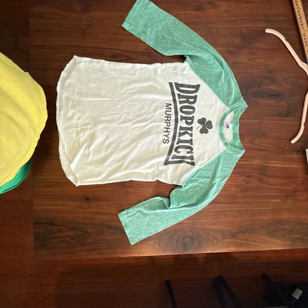 Royal Apparel Dropkick Murphys Raglan T-Shirt Size S Green White Long Sleeve