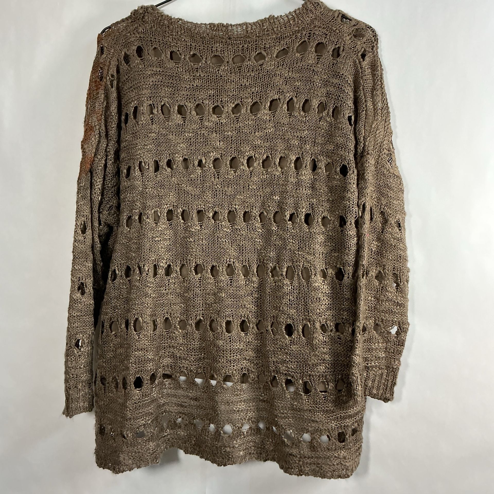 SHU SHU Open Knit Sweater Brown Distressed Grunge Size S 7