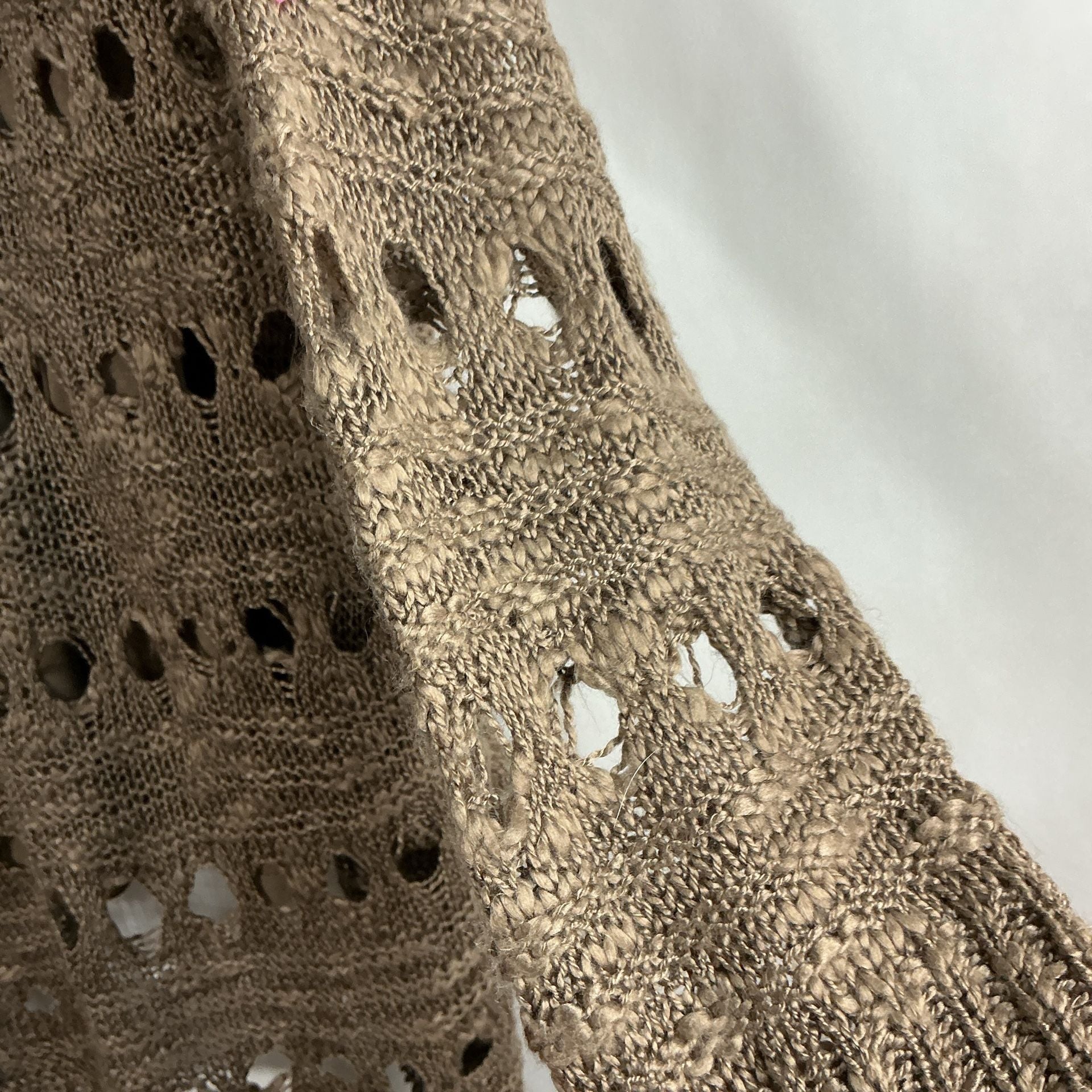 SHU SHU Open Knit Sweater Brown Distressed Grunge Size S 12