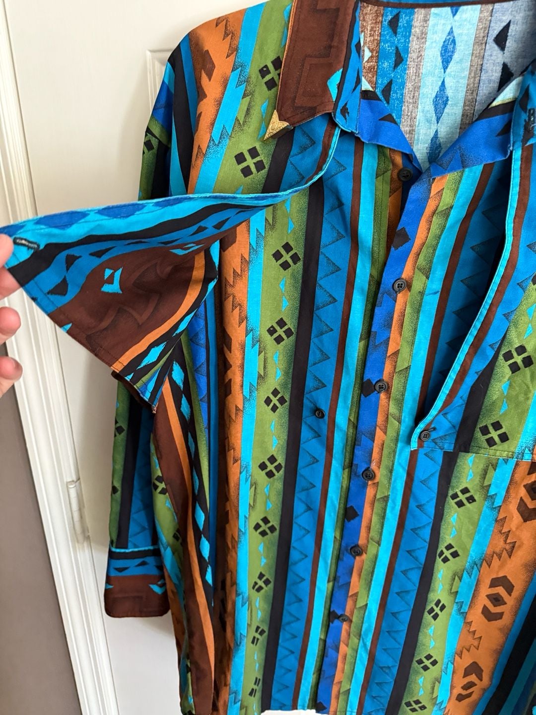 Vintage Aztec Southwestern Print Long Sleeve Western Shirt 5