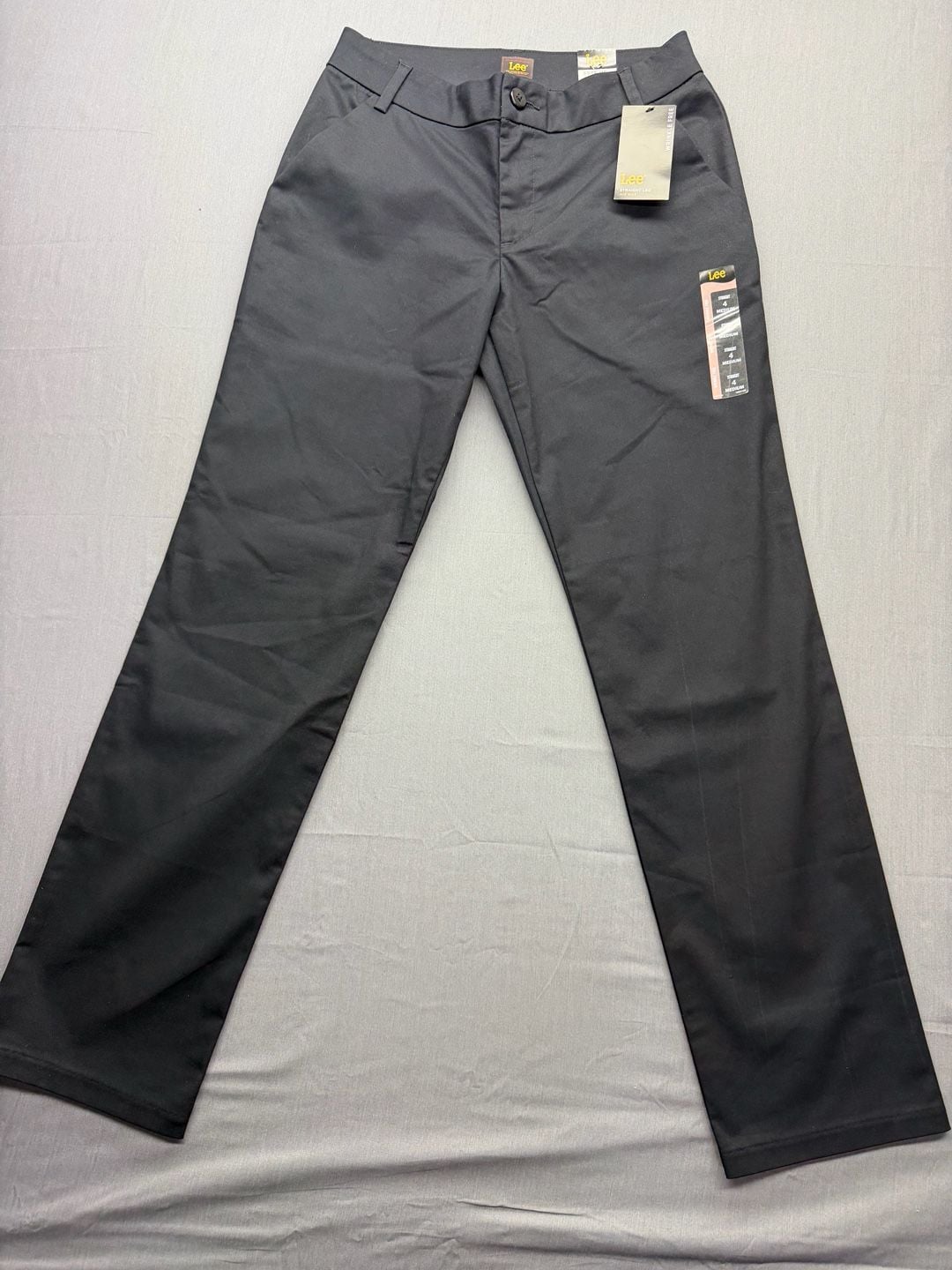 Lee Straight Leg Mid Rise Size 4 Medium Black Wrinkle Free Pants 3