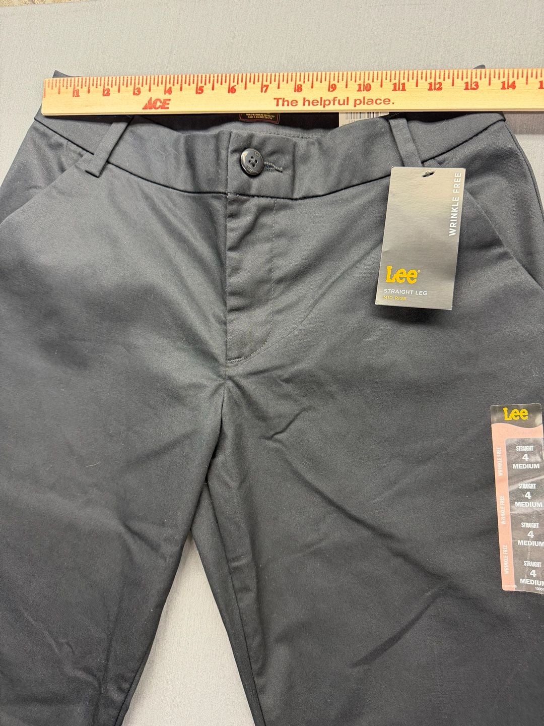 Lee Straight Leg Mid Rise Size 4 Medium Black Wrinkle Free Pants 4