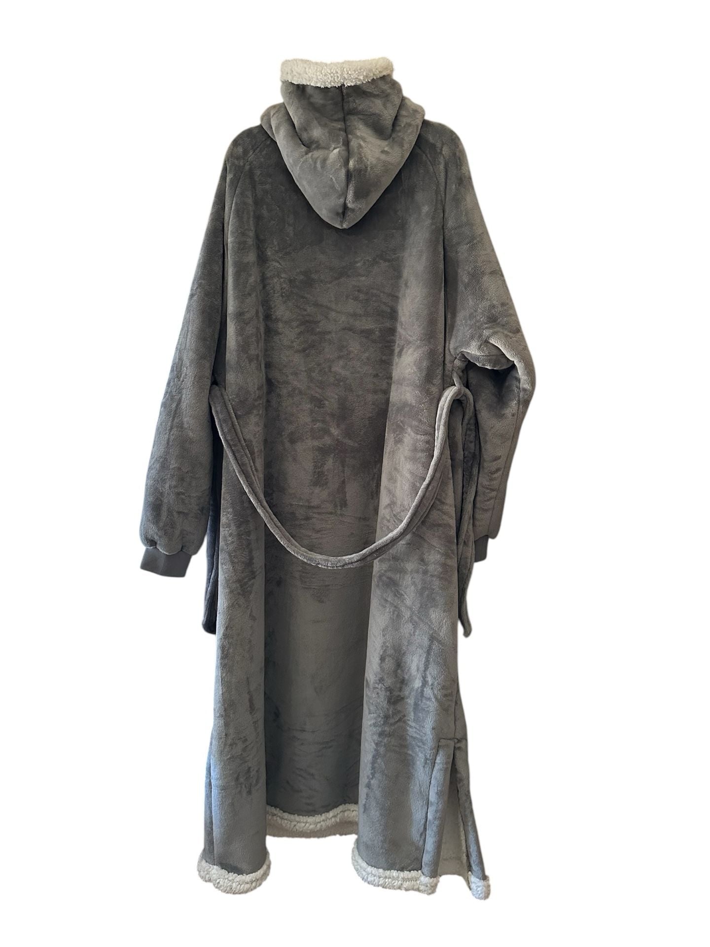 Bedsure Oversized Long Sherpa Fleece Wearable Blanket Hoodie Robe - Gray (A076) 5