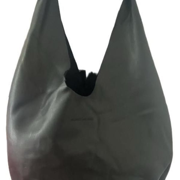 Elizabeth and James Black Leather Knot Handle Hobo Bag