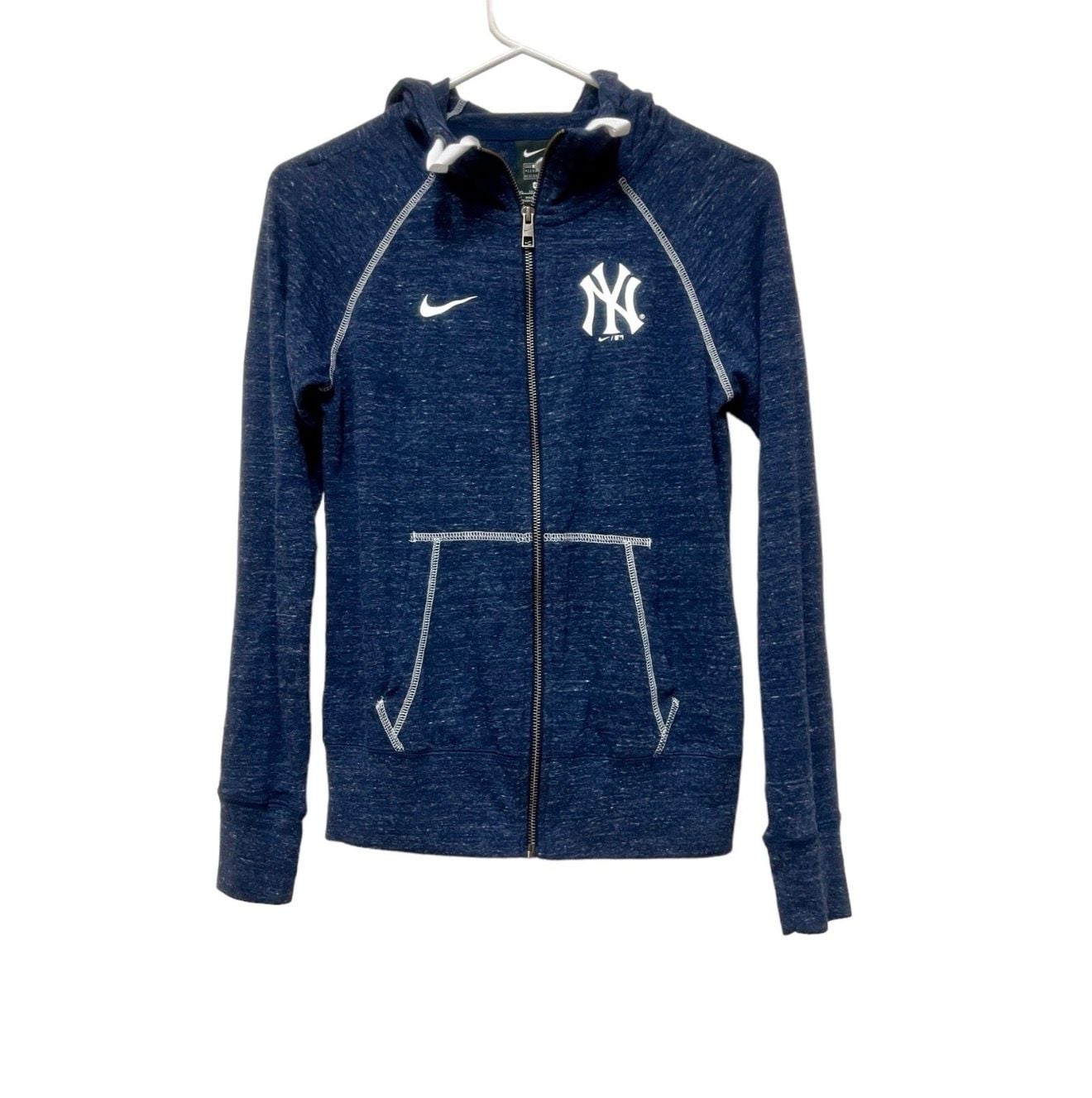 Nike New York Yankees Full Zip Hoodie Size XS Blue Slub Lightweight 2