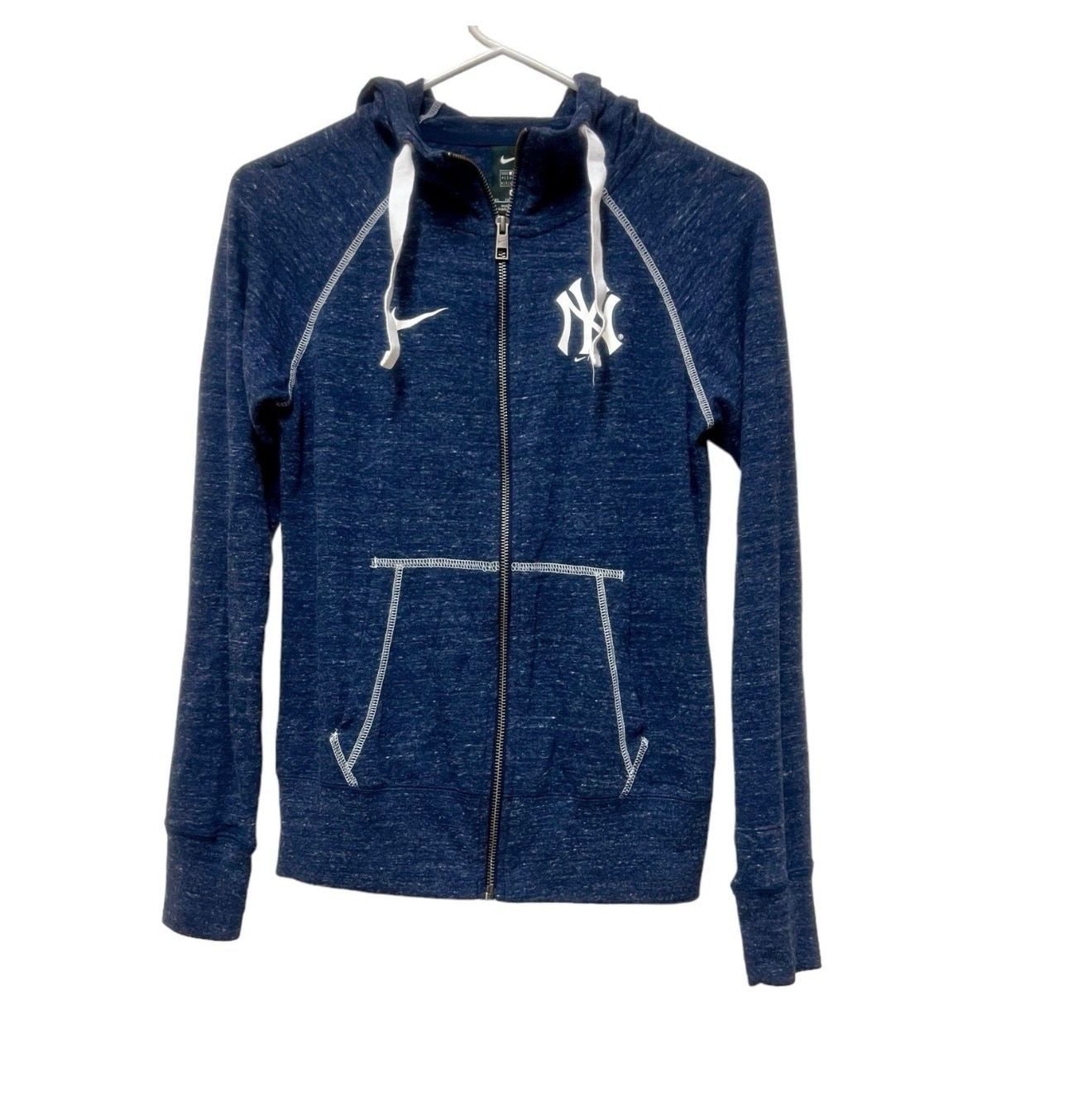 Nike New York Yankees Full Zip Hoodie Size XS Blue Slub Lightweight 3