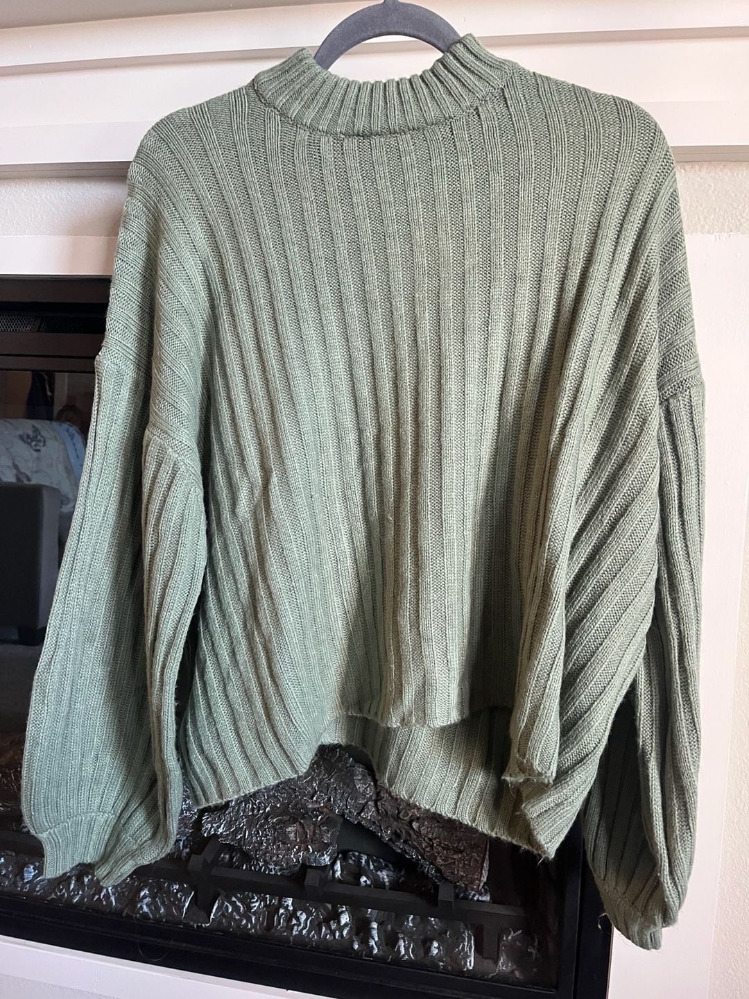 Princess Polly Mock Neck Ribbed Knit Sweater Size L/XL Green 1