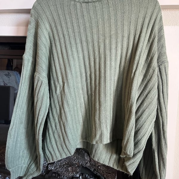 Princess Polly Mock Neck Ribbed Knit Sweater Size L/XL Green