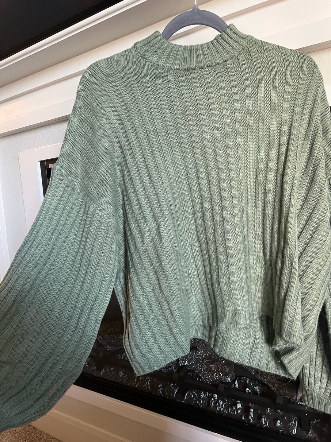 Princess Polly Mock Neck Ribbed Knit Sweater Size L/XL Green 2
