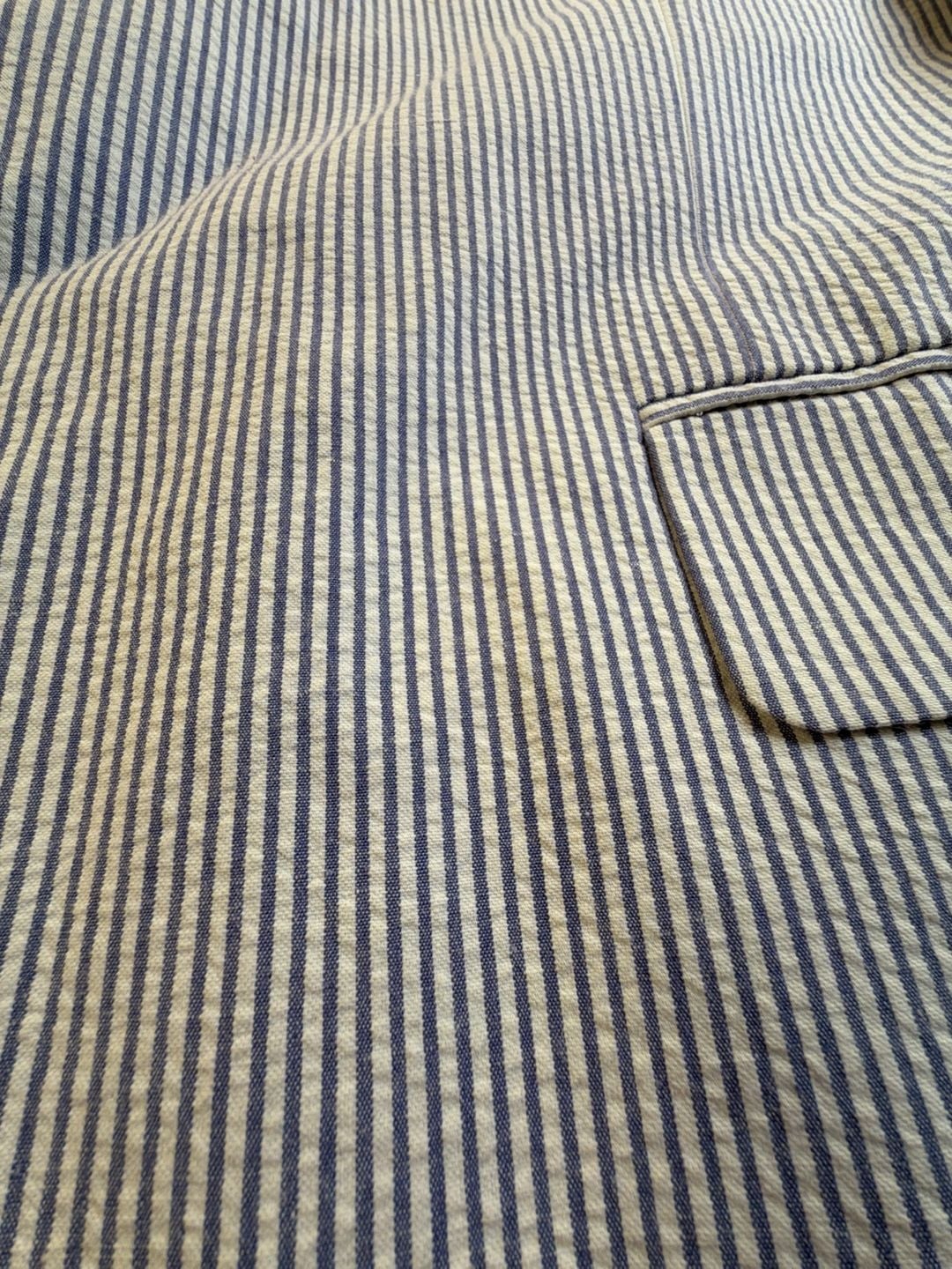 Stafford Seersucker Suit Jacket Size 44R Blue White Stripe Cotton Blazer 3