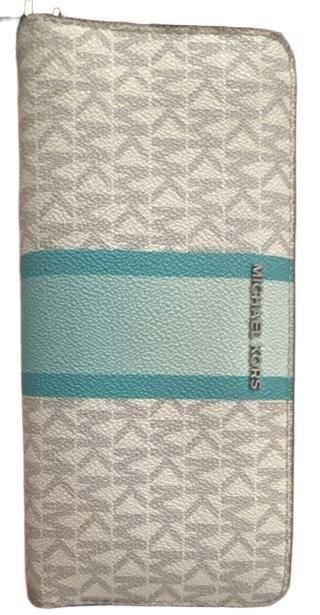Michael Kors Jet Set Travel Continental Wallet Vanilla/Turquoise 2