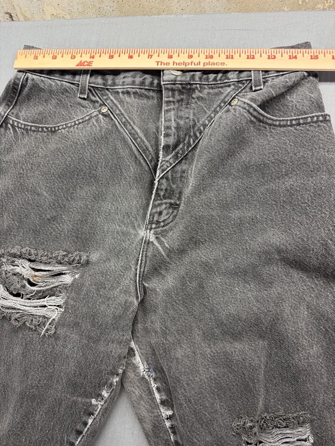 Ozark Mountain Jean Company Vintage High Rise Jeans Grey Washed Denim 5