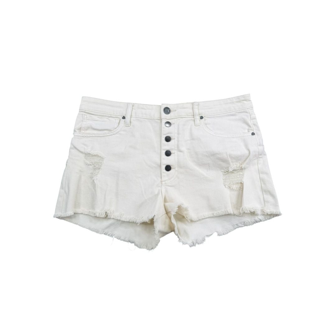 KUT from the Kloth Jane High Rise Short White Distressed Raw Hem Sz. 12 2