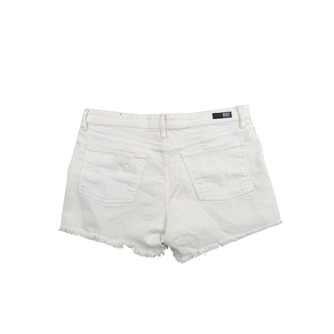 KUT from the Kloth Jane High Rise Short White Distressed Raw Hem Sz. 12 4