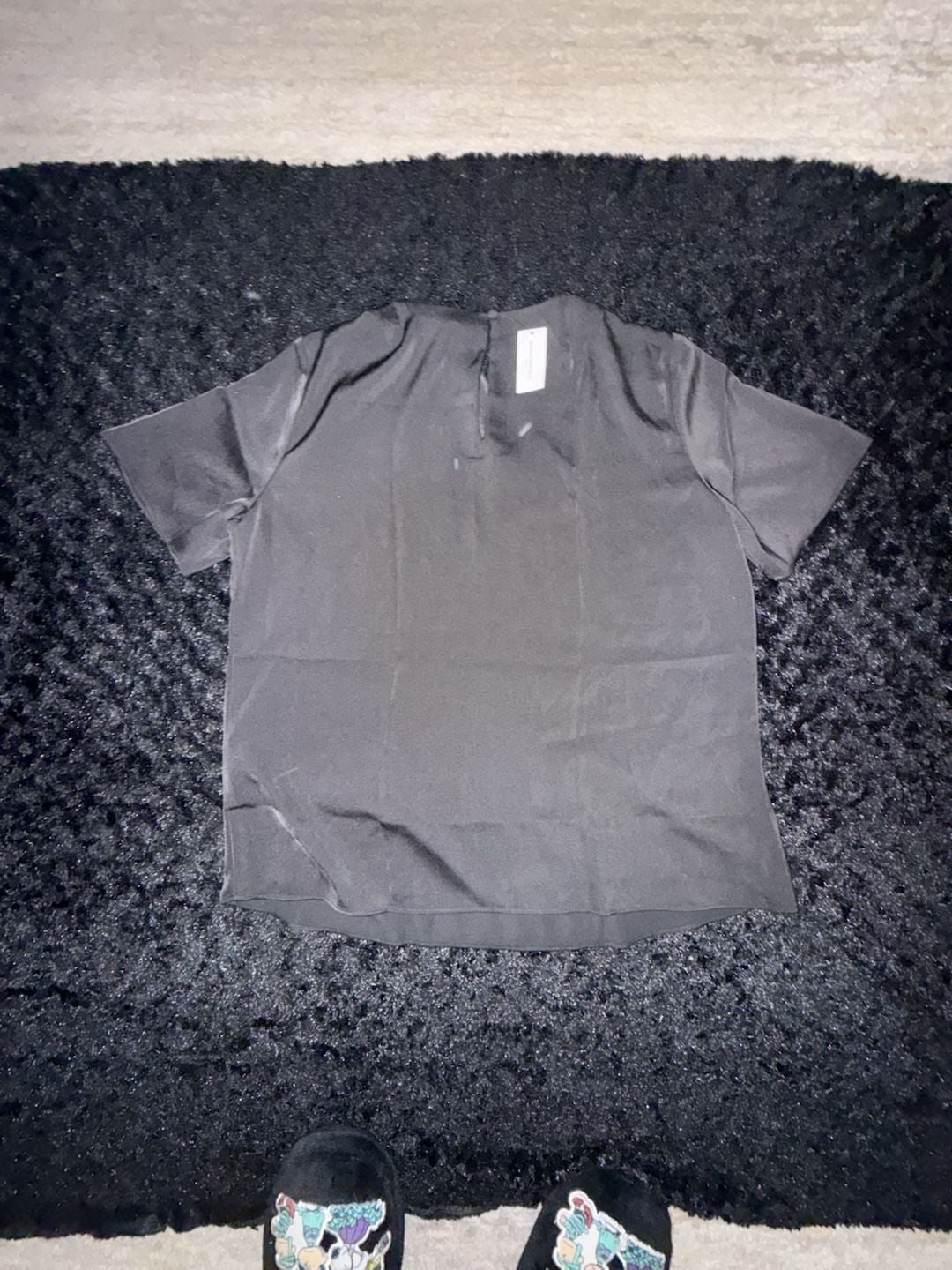 Banana Republic Short Sleeve Blouse Size M Black Satin 4