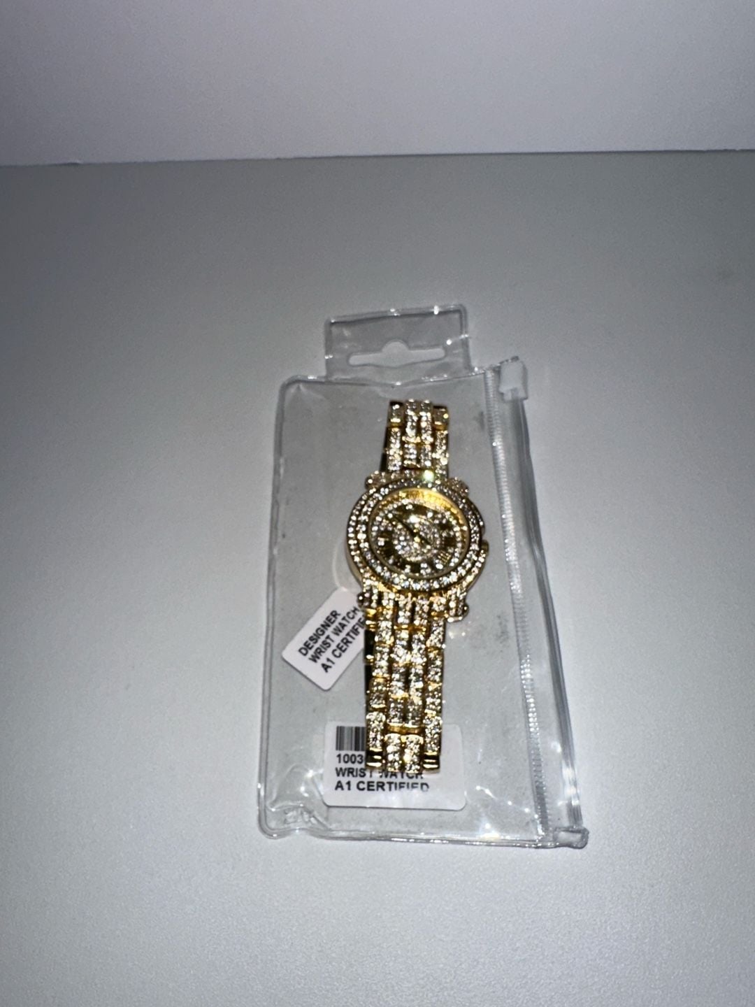 Ice Star Gold Tone Iced Out Rhinestone Roman Numeral Quartz Watch 2