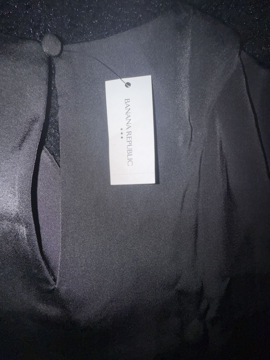 Banana Republic Short Sleeve Blouse Size M Black Satin 5