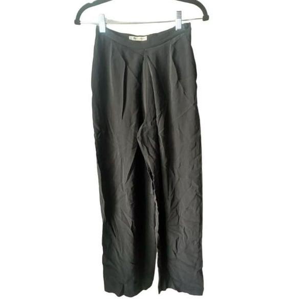 Giorgio Armani Le Collezioni Pleated Wide Leg Pants Size 4 38 Black Silk Blend
