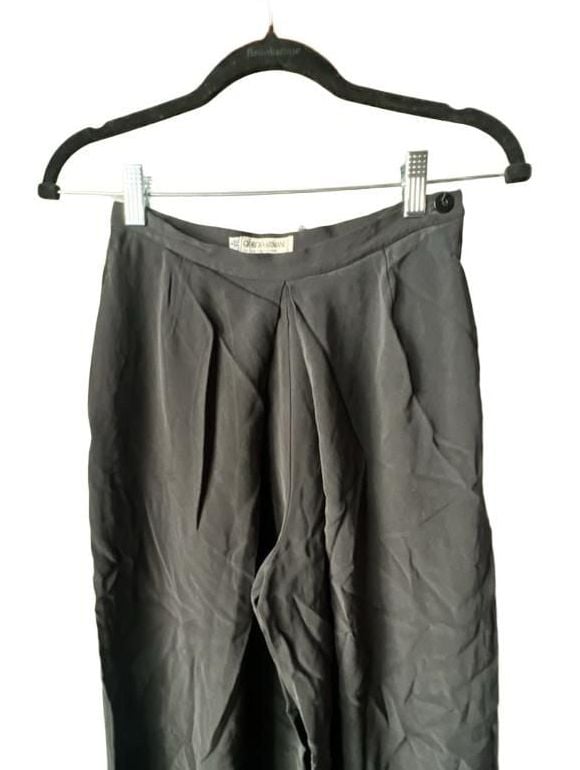 Giorgio Armani Le Collezioni Pleated Wide Leg Pants Size 4 38 Black Silk Blend 3