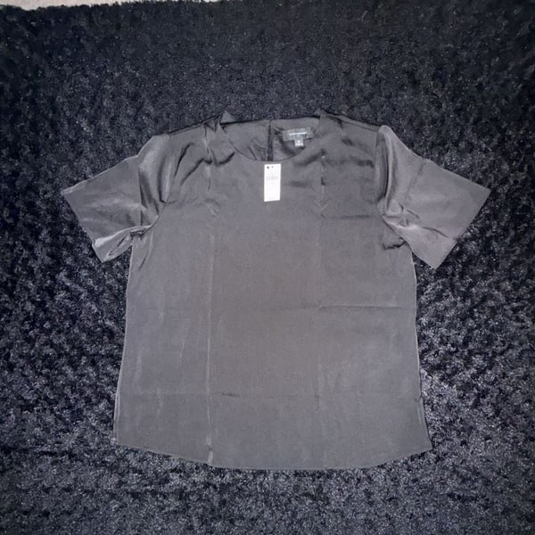Banana Republic Short Sleeve Blouse Size M Black Satin