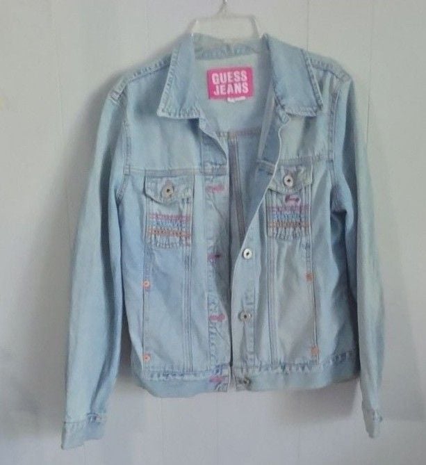 Guess Jeans Denim Jacket Embroidered Blue 2