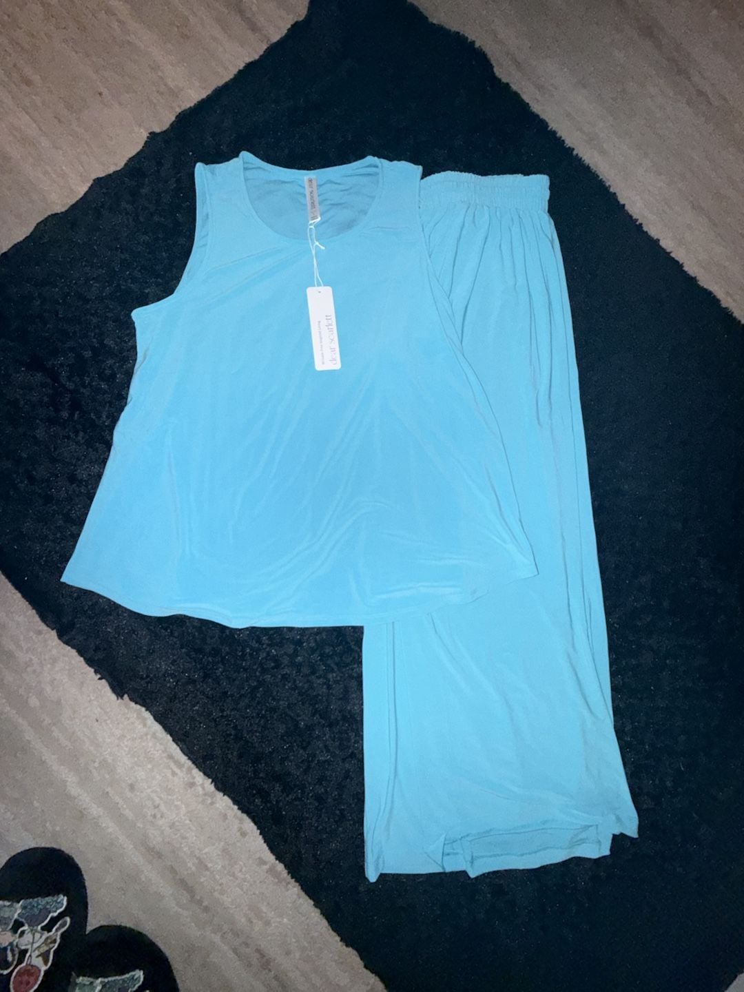Woman’s Dear Scarlett Breezy Solid Summer Two-Piece Set Blue Lounge Size L NWT 1