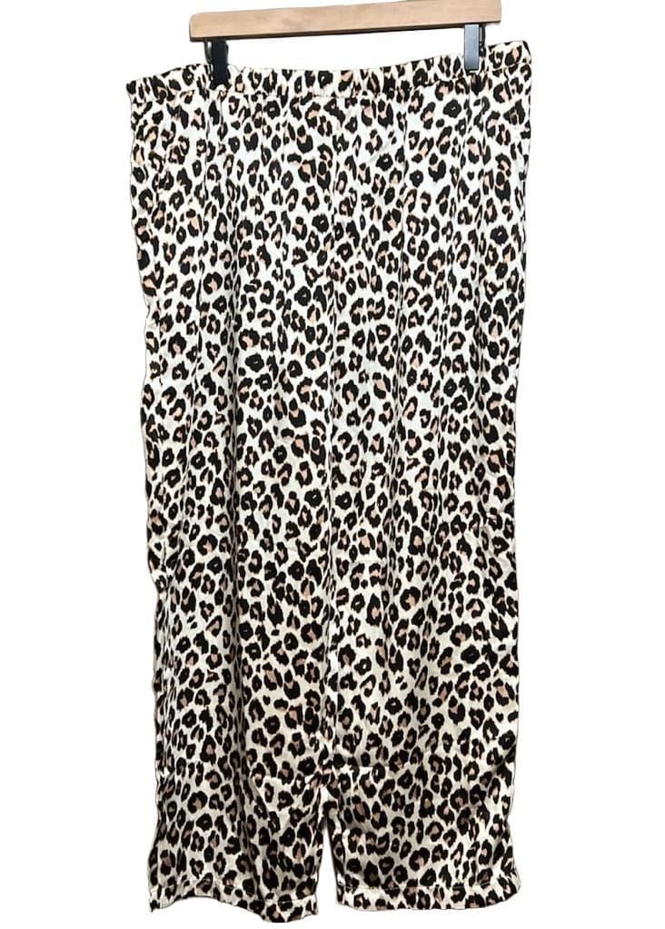 Loft Leopard Print Satin Long Sleeve Pajama Set Size XL 2
