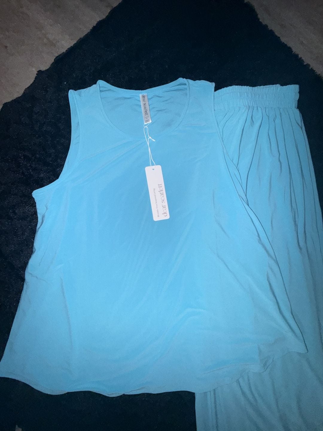 Woman’s Dear Scarlett Breezy Solid Summer Two-Piece Set Blue Lounge Size L NWT 2