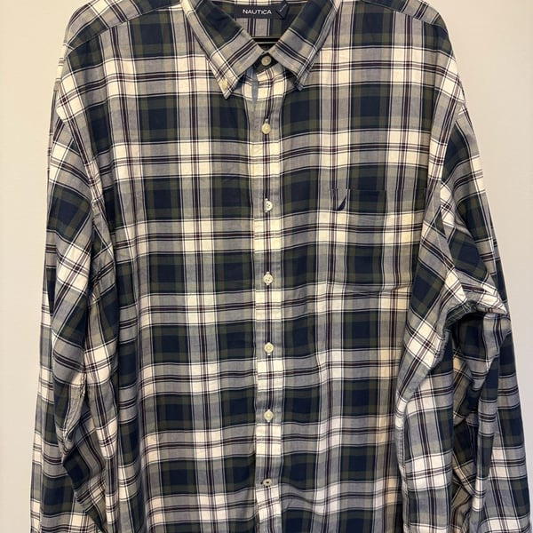 Nautica Plaid Long Sleeve Button Down Shirt Multi Color