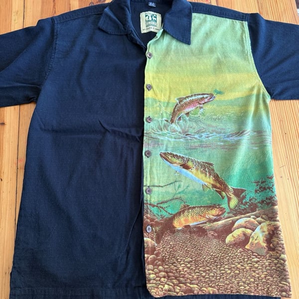 National Wildlife Federation by David Carey Fishing Shirt Size XL Trout