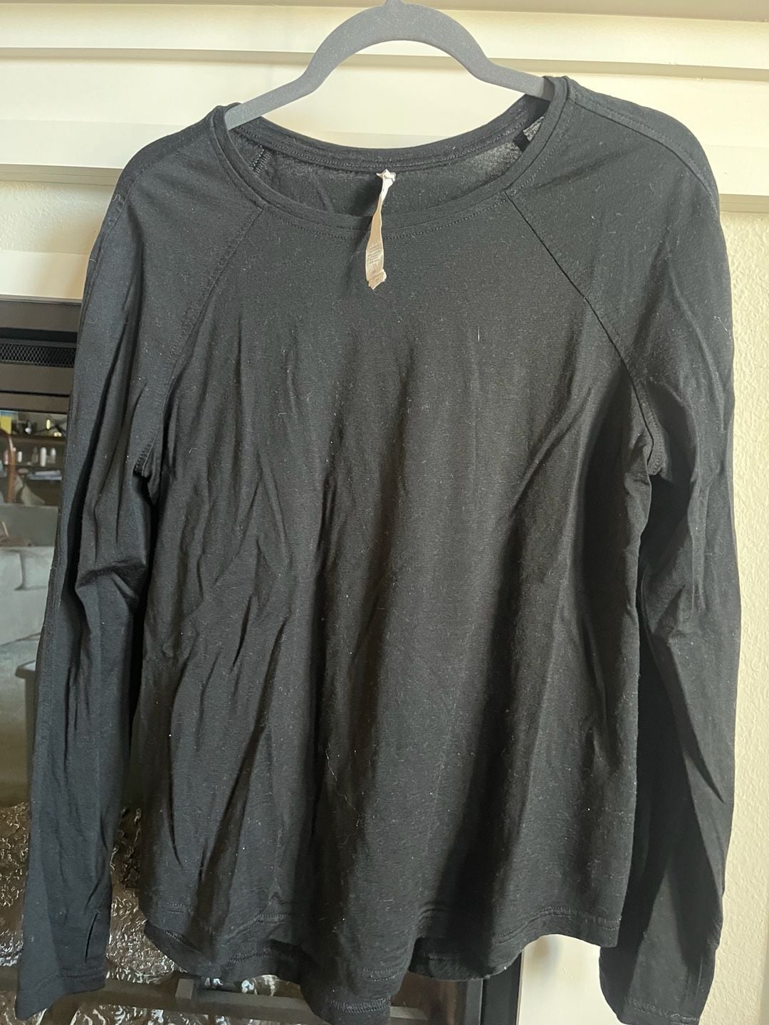 Lululemon Long Sleeve Shirt Size 12 Black Merino Wool Athletic 4