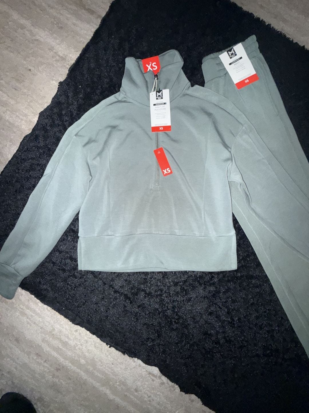 Member's Mark Sandwash Half-Zip Pullover & Pant Size XS Sage **Sold as a set** 1