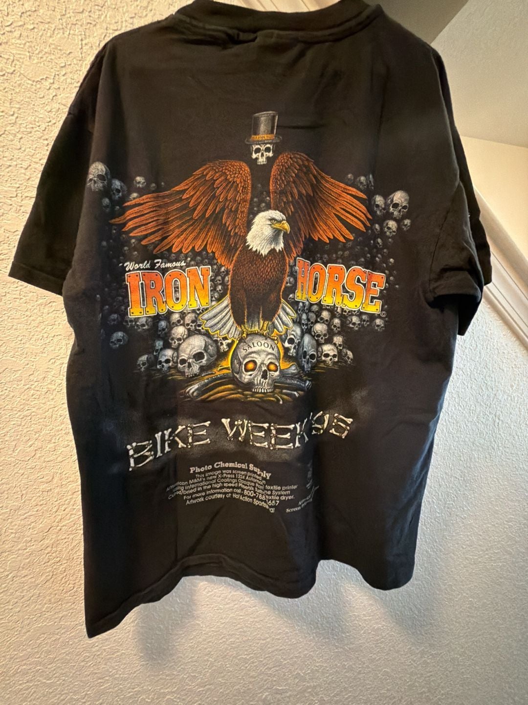 Hanes Iron Horse Bike Week '95 T-Shirt Size L Black Vintage 7