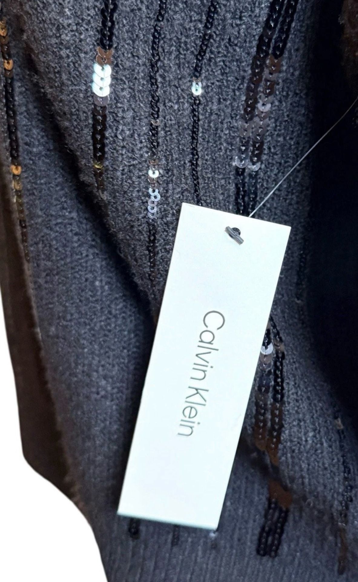 Calvin Klein Sequin Crew Neck Long Sleeve Sweater Black Size S 9