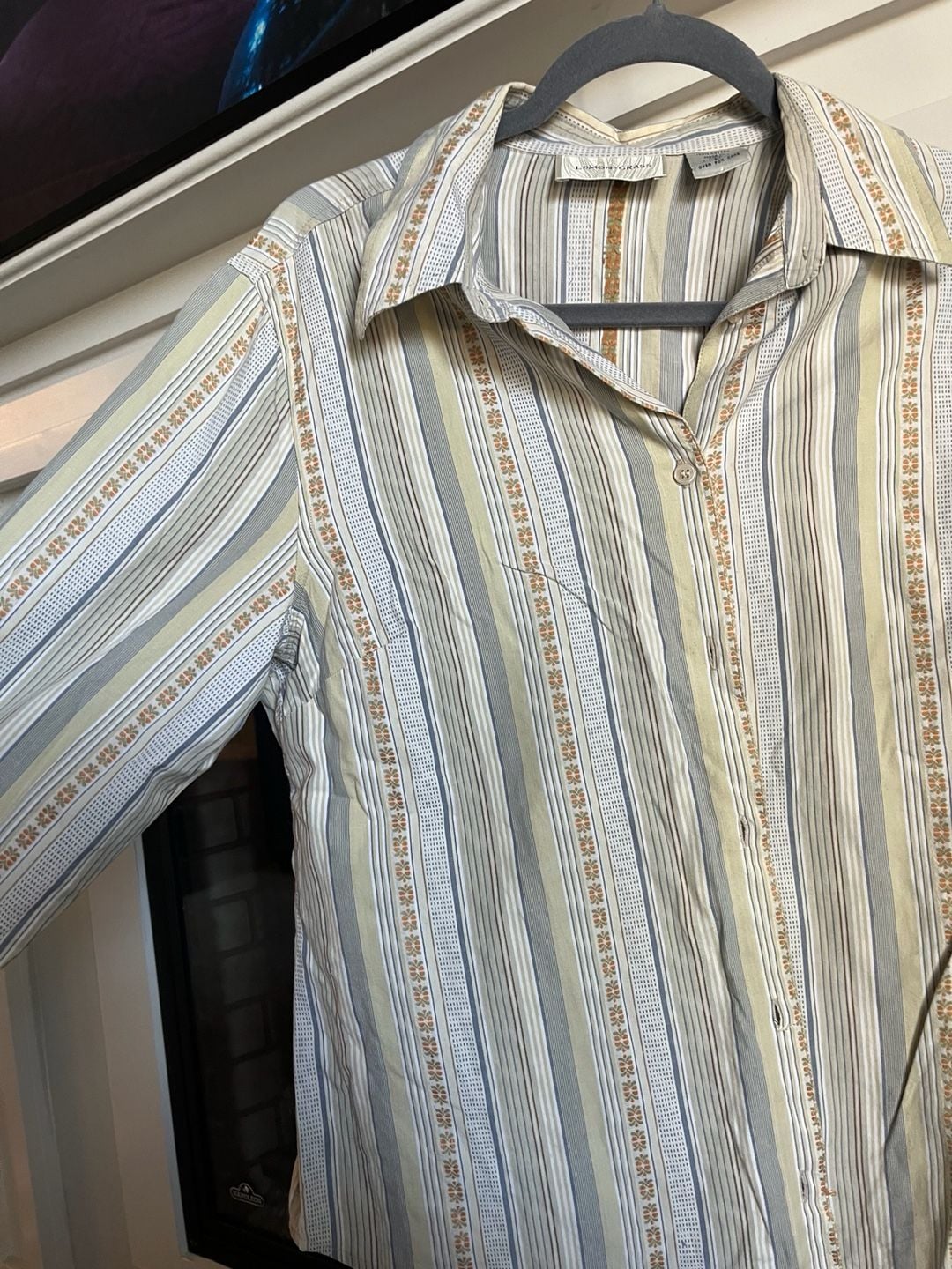 Lemon Grass Button Down Shirt Size L Multicolor Striped Cotton 4