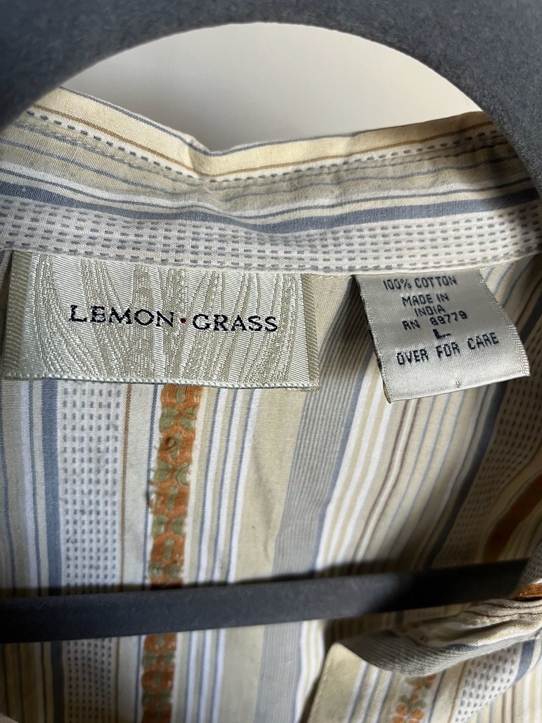 Lemon Grass Button Down Shirt Size L Multicolor Striped Cotton 5