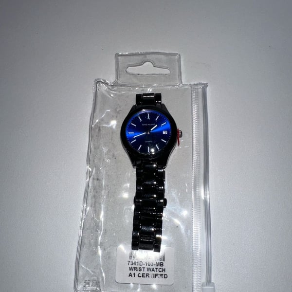 Gino Milano Wrist Watch Blue Dial Black Stainless Steel Quartz 