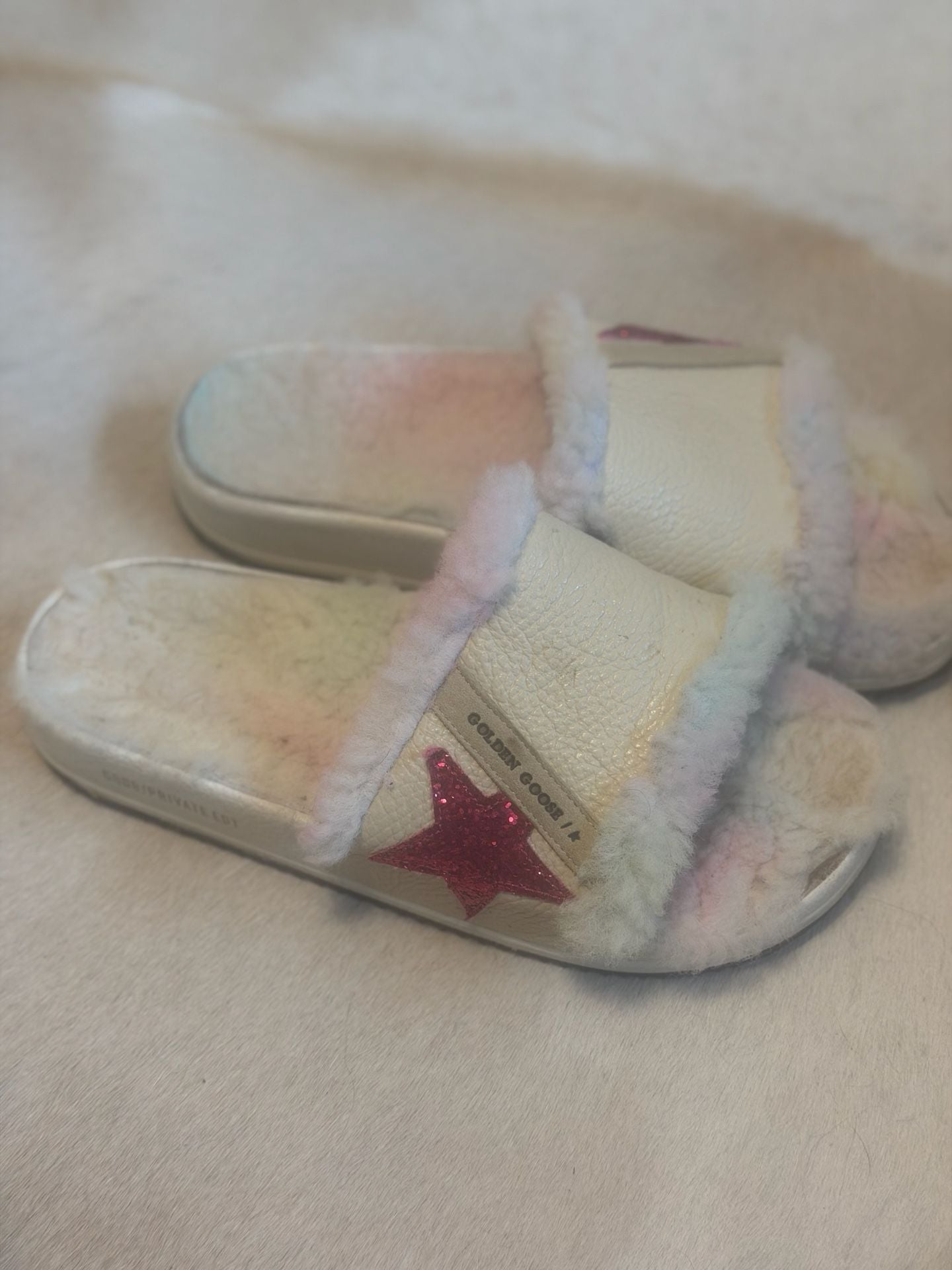 Golden Goose Poolstar Shearling Slides Pink Star 1