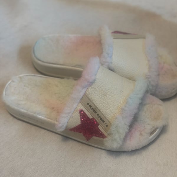 Golden Goose Poolstar Shearling Slides Pink Star