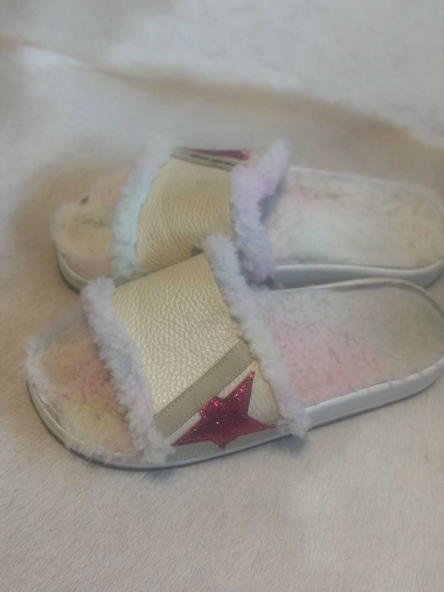 Golden Goose Poolstar Shearling Slides Pink Star 2