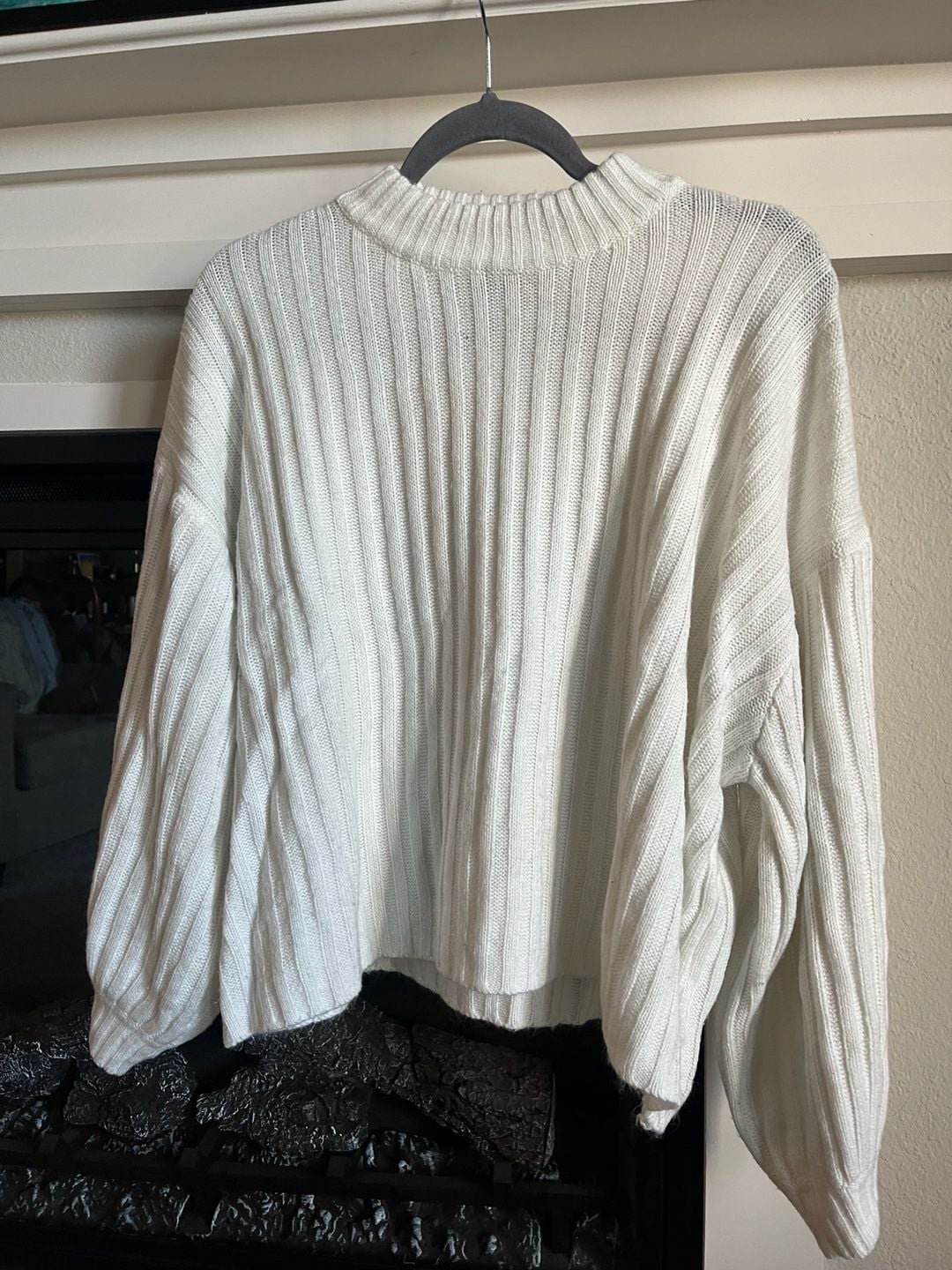 Princess Polly Oversized Sweater Size L/XL White Ribbed Knit 2