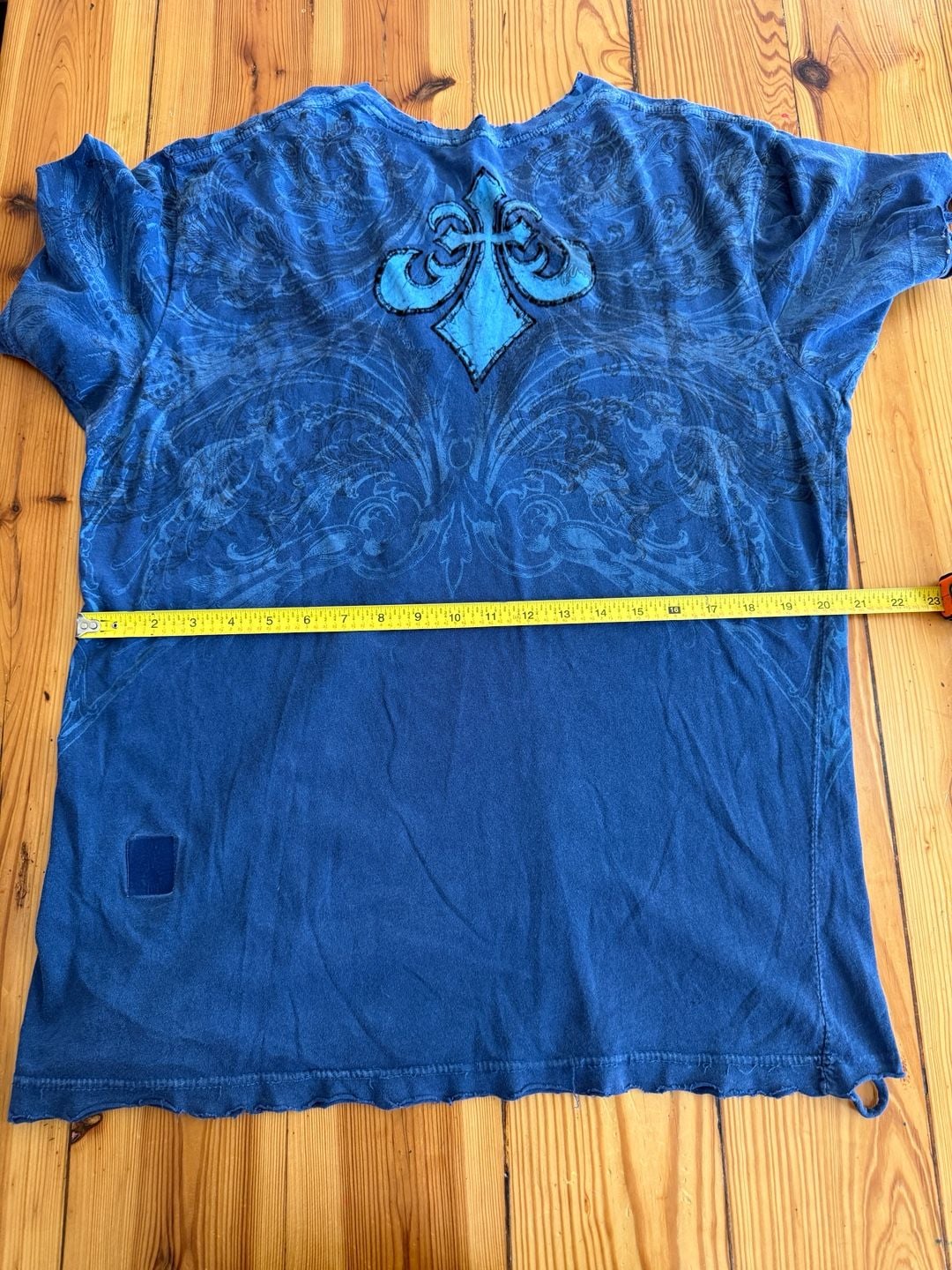 Affliction Graphic T-Shirt Blue Distressed Y2K 10